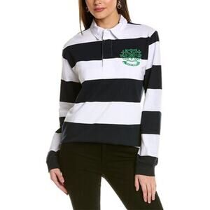 Roller Rabbit Embroidered Navy White Stripe Rugby Long Sleeve Shirt Sweater